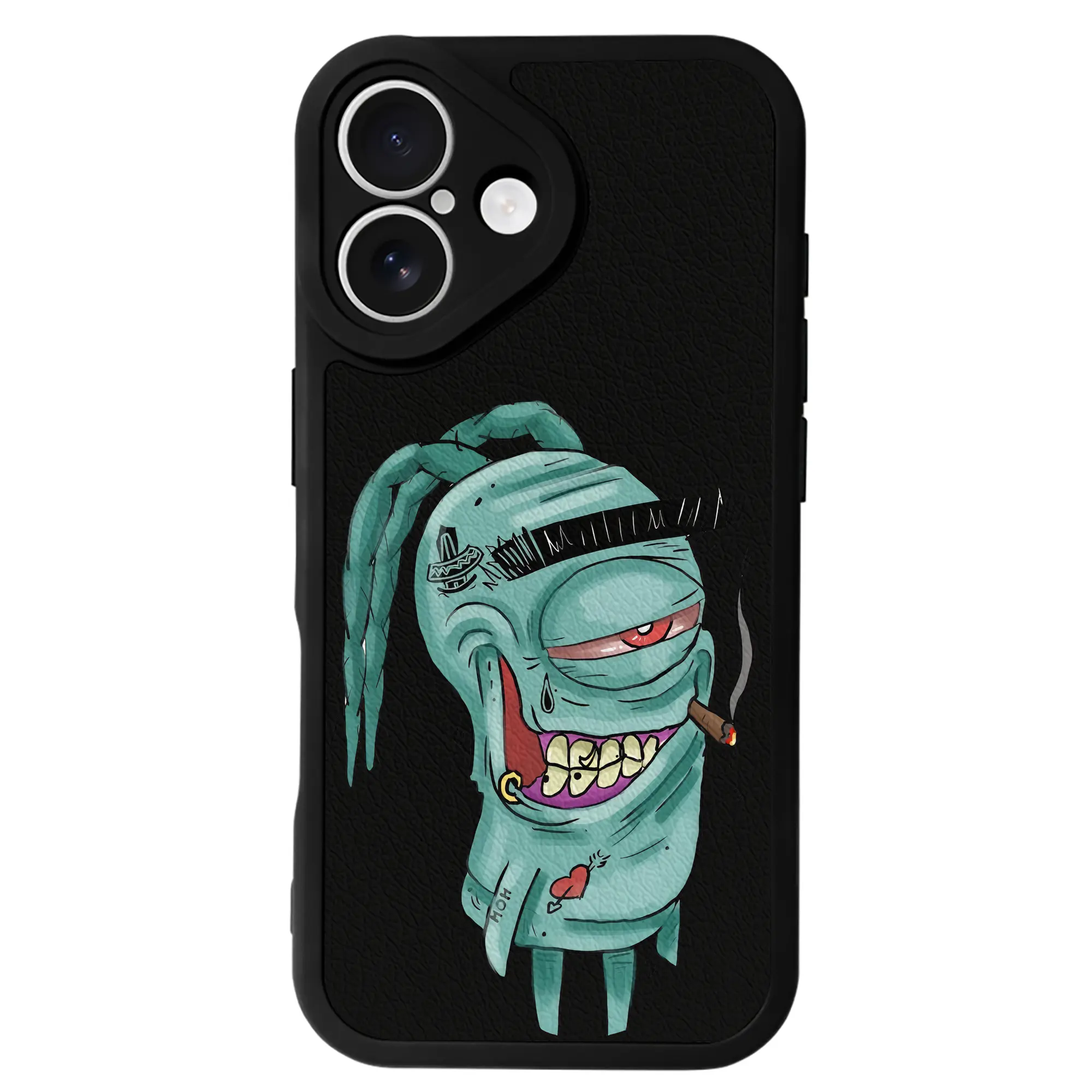 スポンジボブ グッズ プランクトン - IPhone 16シリーズ対応 ・ シリコンスマホケース ・ レザー調 ・ 高精度フィット ・ 耐衝撃 ・ ワイヤレス充電対応 ・ 精密カット